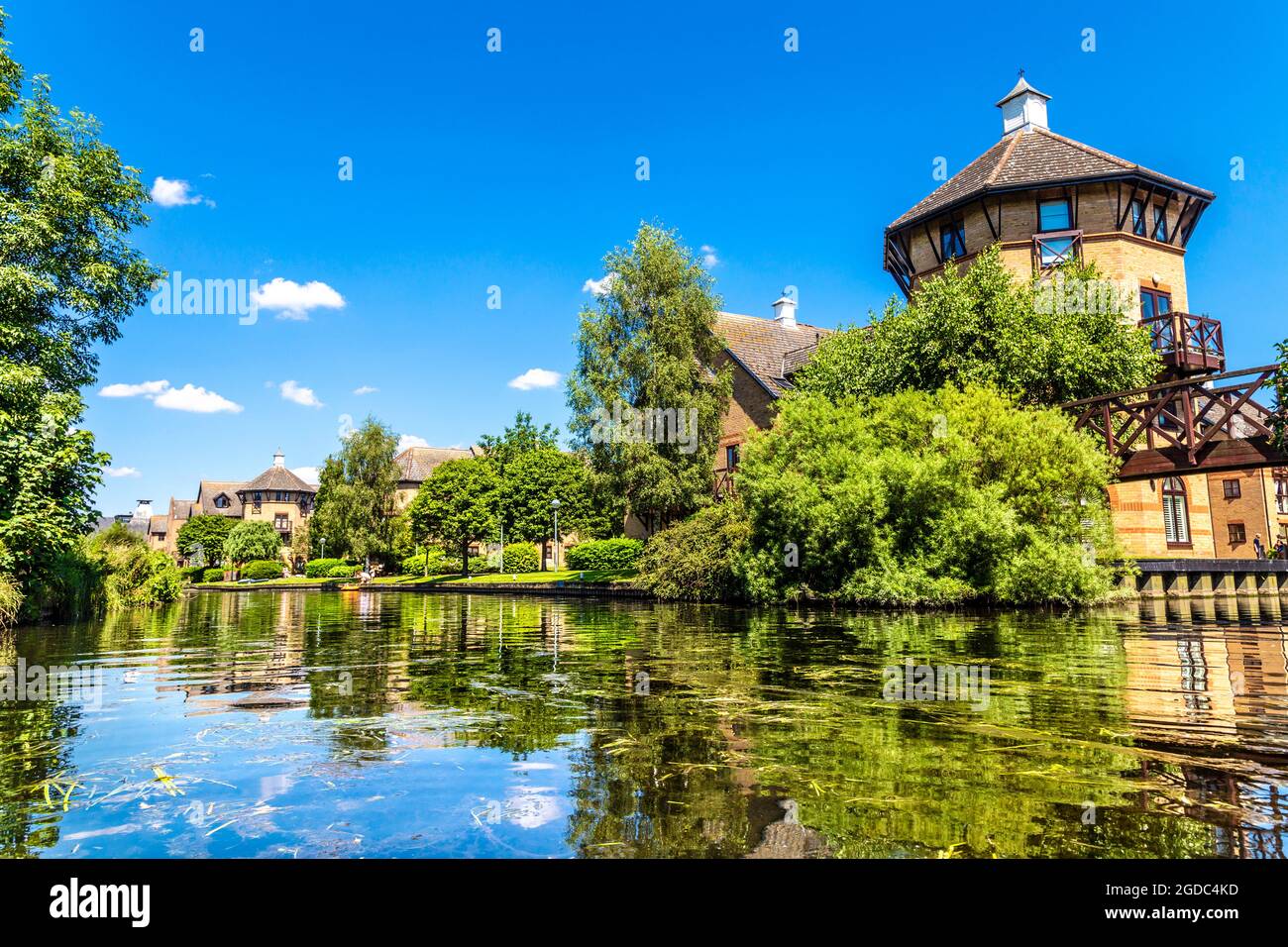 Houses along the River Stort in Sawbridgeworth, Hertfordshire, UK Stock Photo Alamy
