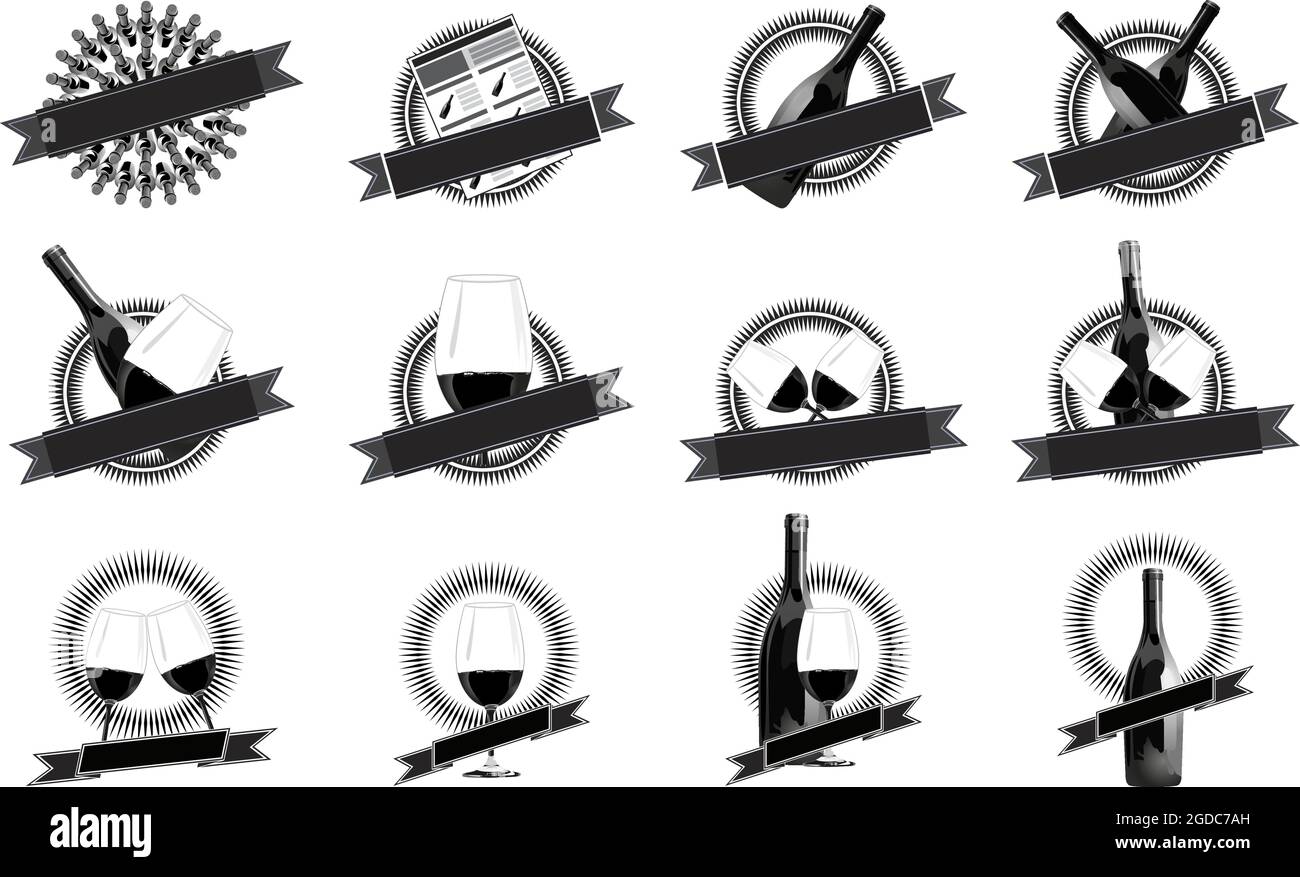 Set of emblems about wine Stock Vector