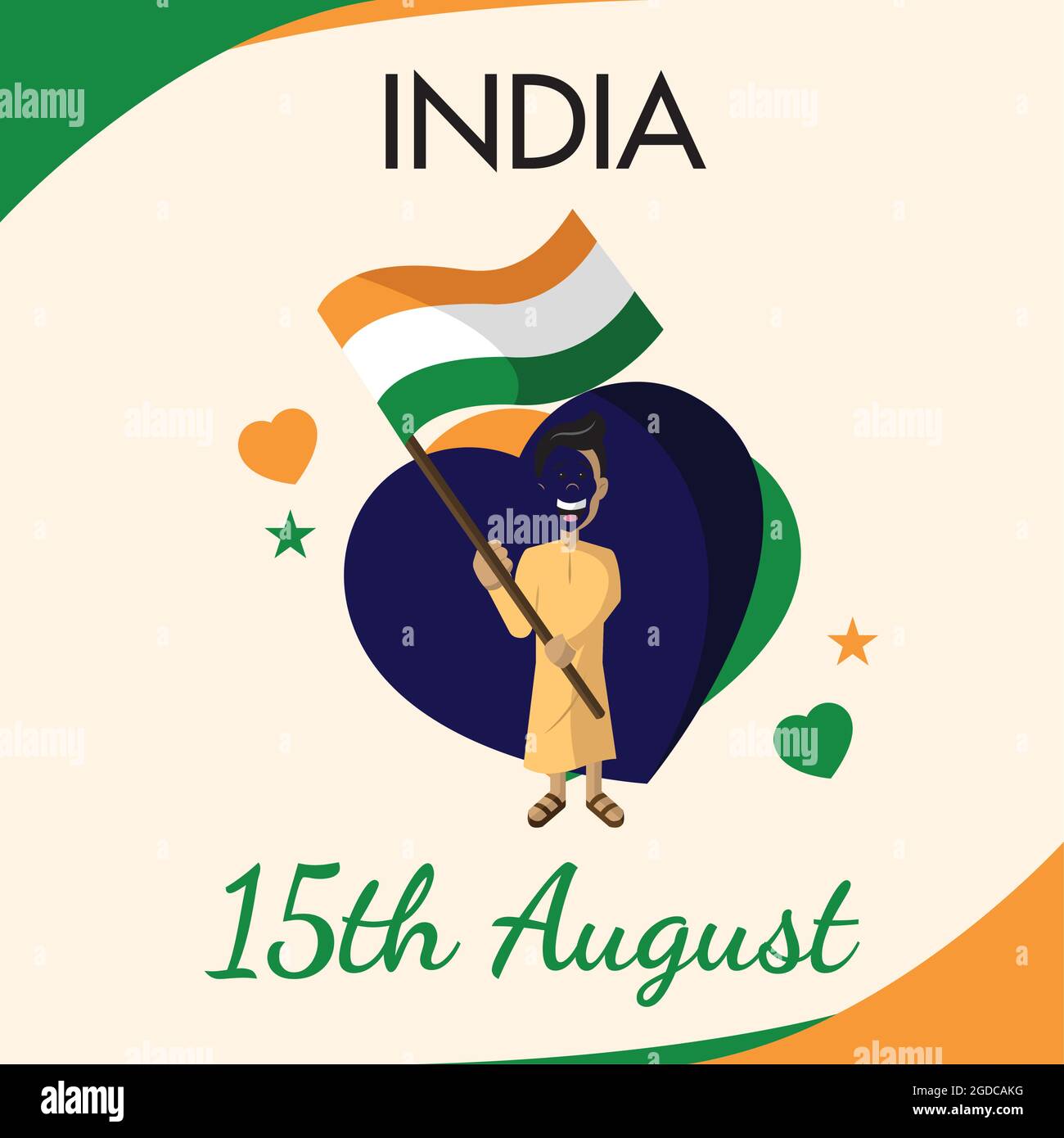 Happy India independence day poster with a man holding the flag of ...
