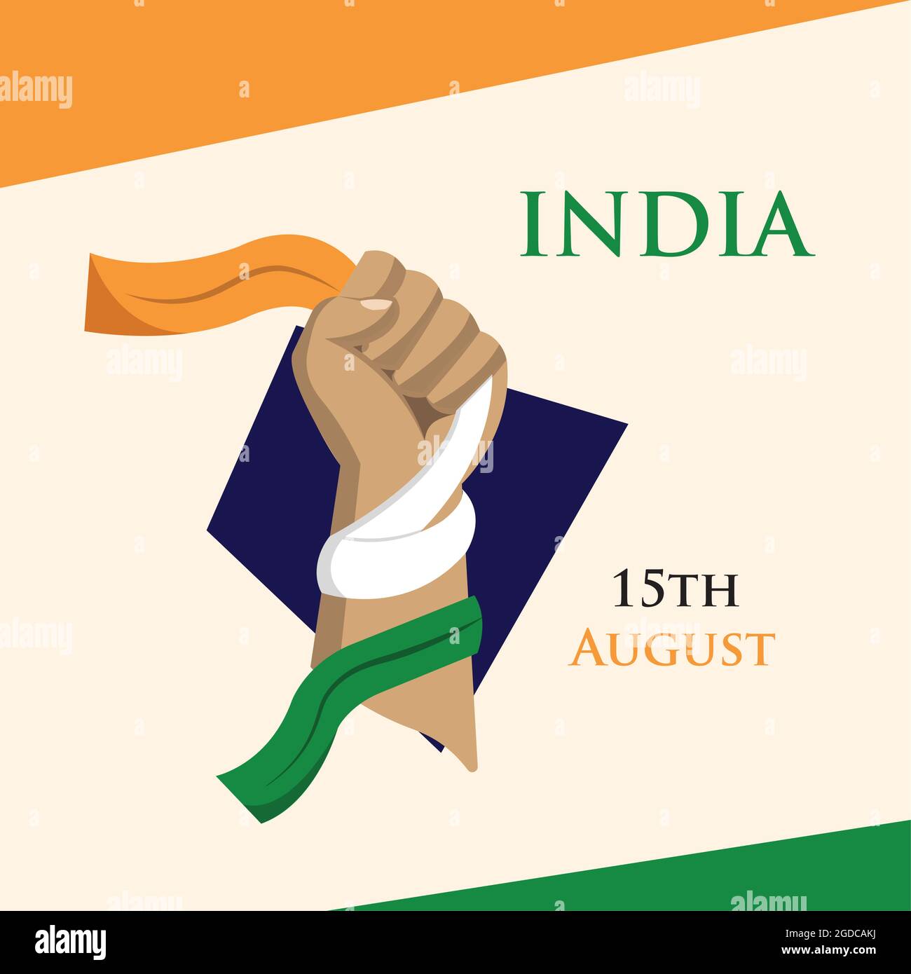 Happy India independence day poster with a hand holding a flag of India ...