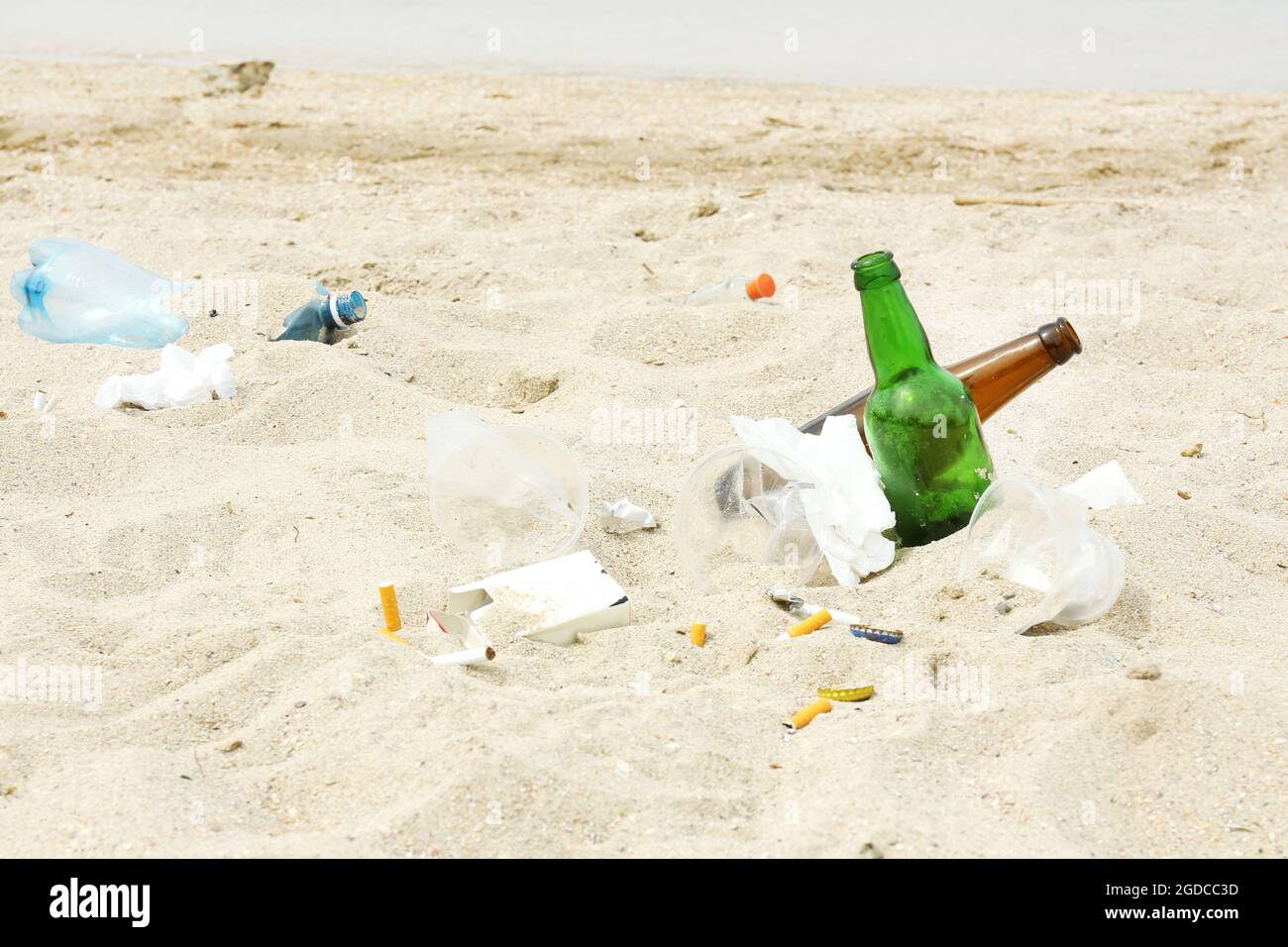 Garbage on the beach Stock Photo Alamy
