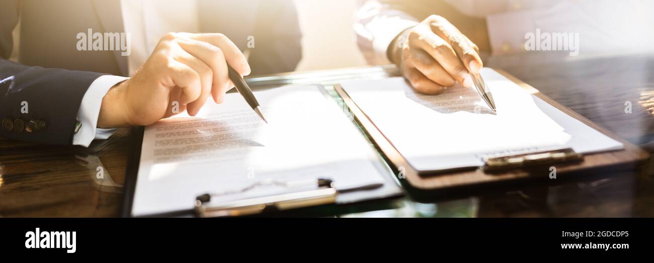 Business Document Contract Review. Lawyer In Suit Stock Photo Alamy