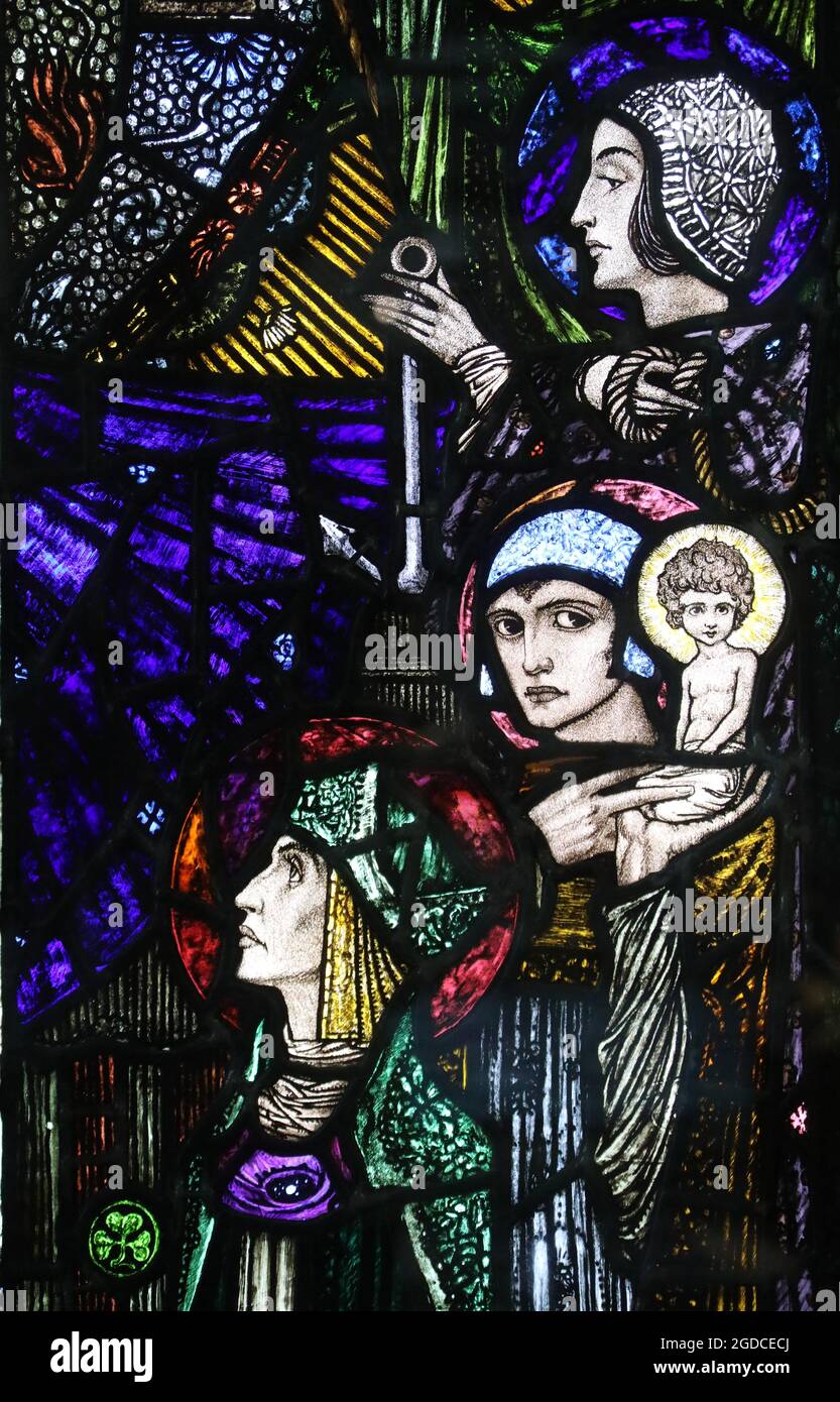 Detail of the Coronation of the Blessed Virgin stained glass window by Harry Clarke which was