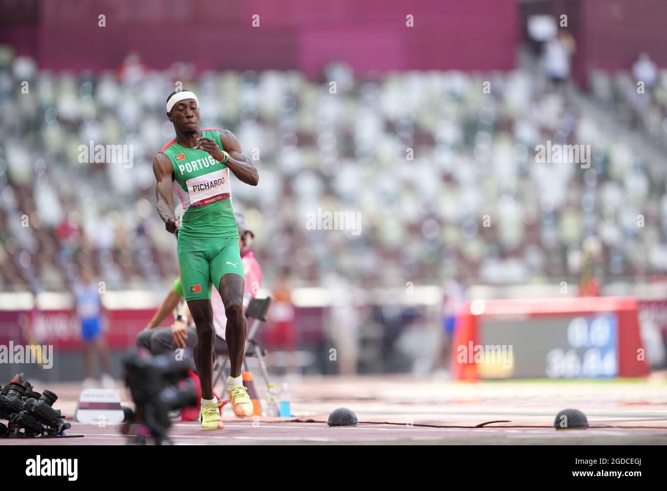 Pedro Pichardo jumping in the Tokyo 2020 Olympic Games, where he was ...