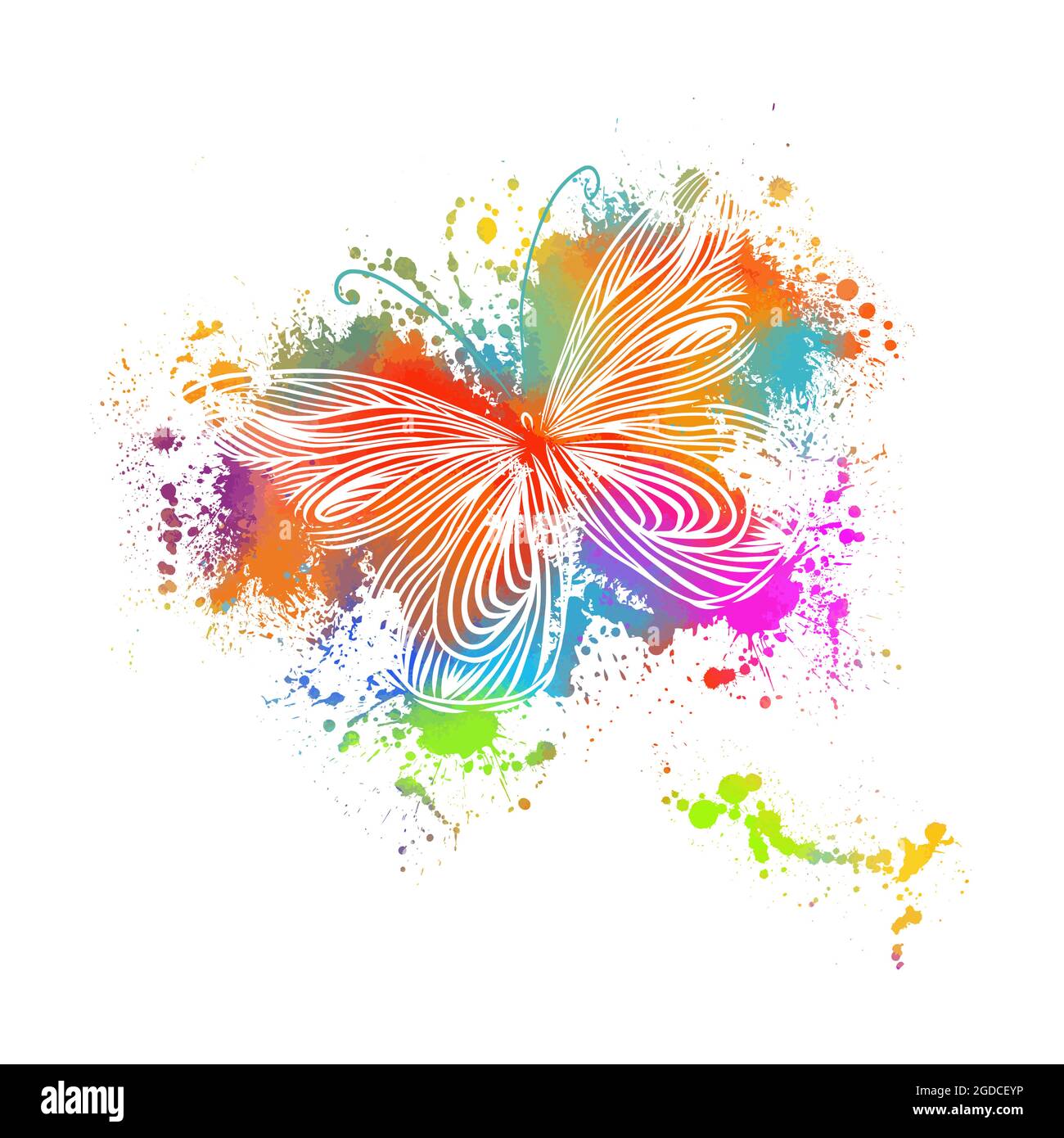 Abstraction multicolored butterflies. Multi-colored blots. Mixed media. Vector illustration Stock Vector