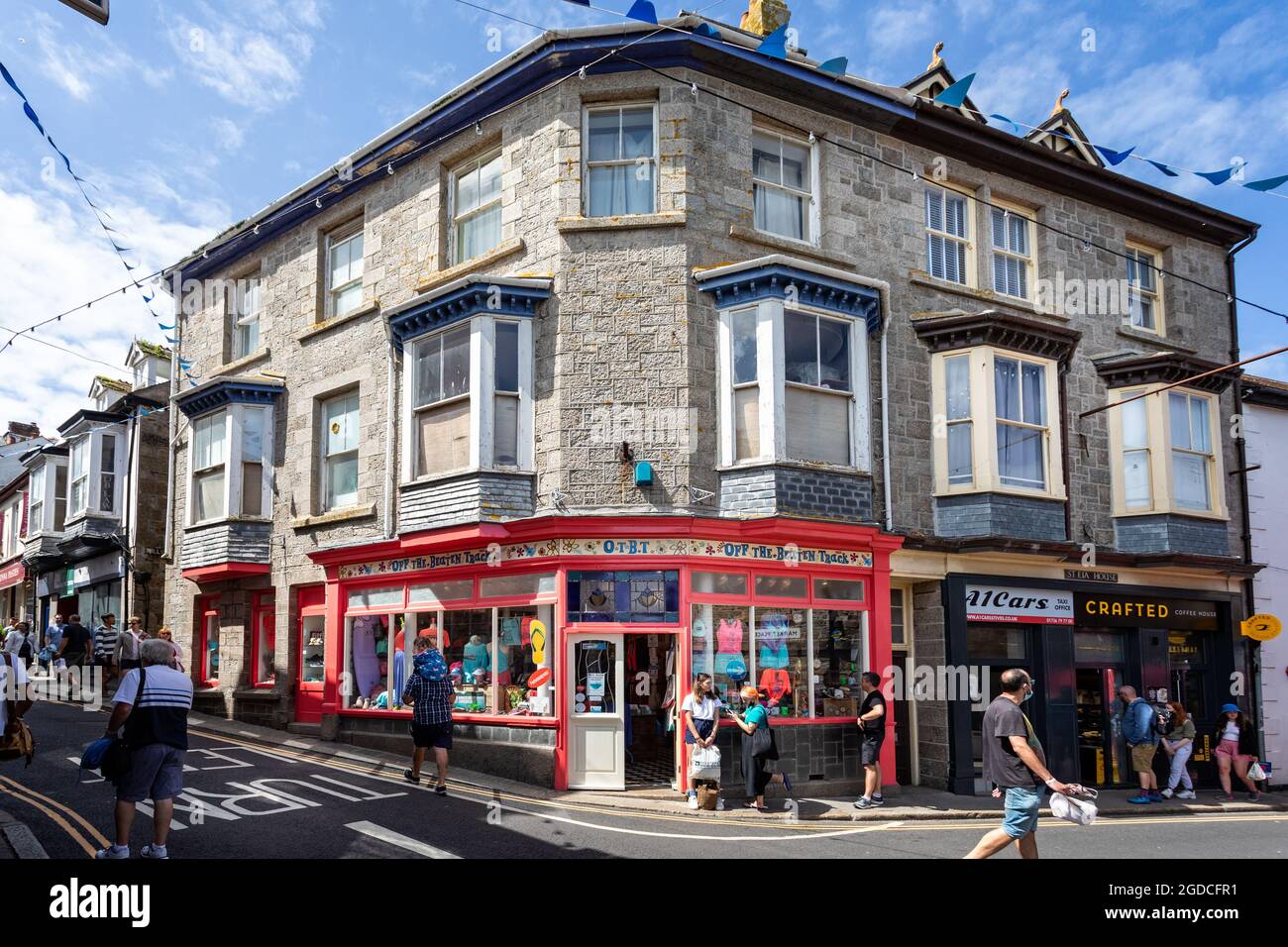Off The Beaten Track shop in the High Street, St Ives, Cornwall, UK on 6 August 2021 Stock Photo