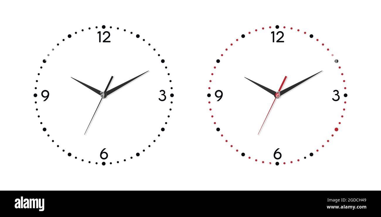 Vector White Wall Office Clock Dial Set Isolated on White Background
