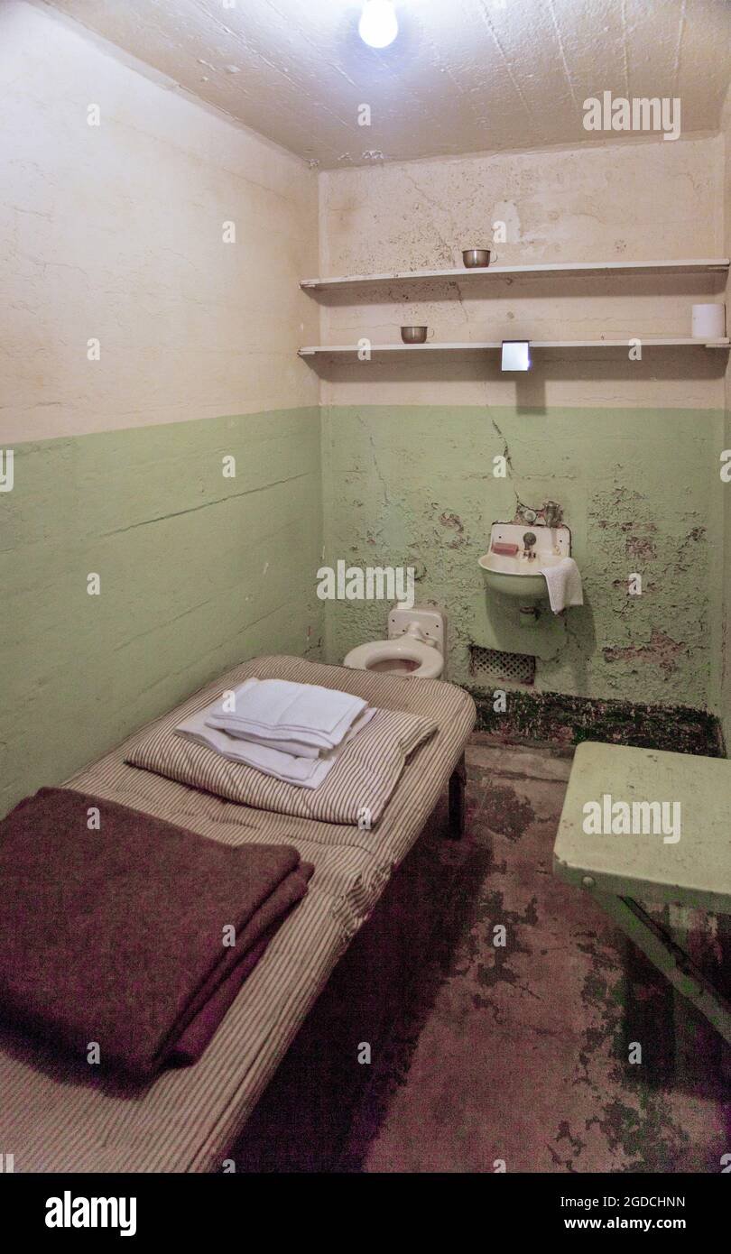 Jail cell Alcatraz, San Francisco, California, USA Stock Photo