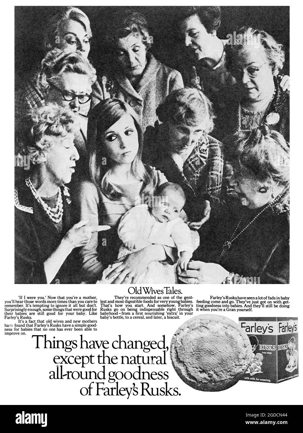 1969 British advertisement for Farley's Rusks. Stock Photo