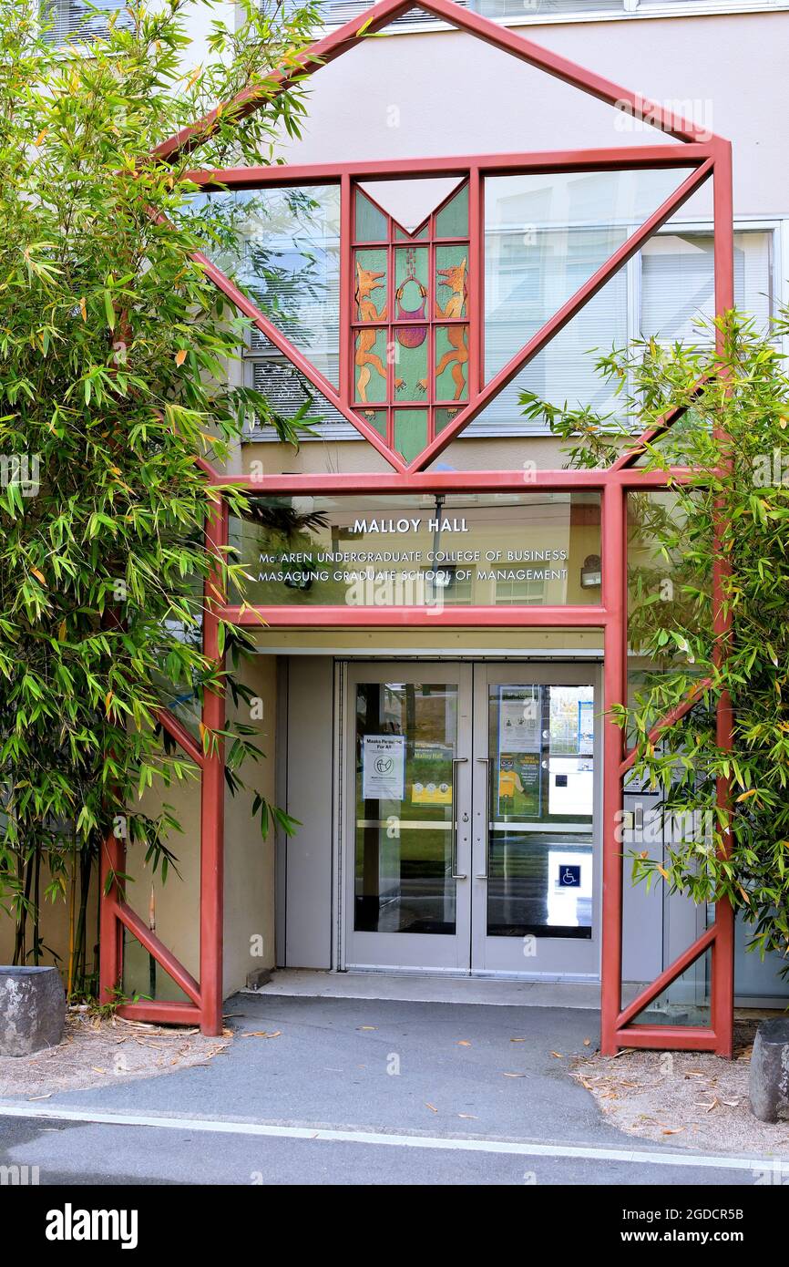Exterior of Malloy Hall, home of the School of Management on the campus of the University of San Francisco, in San Francisco, California. Stock Photo