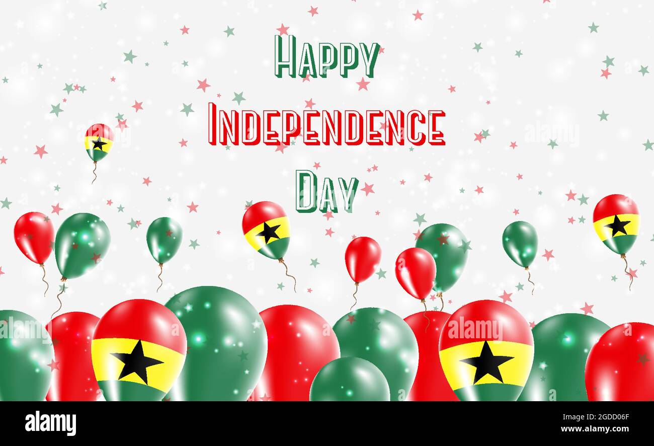 Ghana Independence Day Patriotic Design. Balloons in Ghanaian National