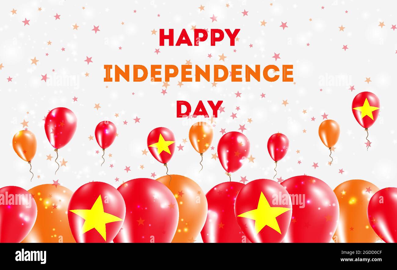 Vietnam Independence Day Patriotic Design. Balloons in Vietnamese