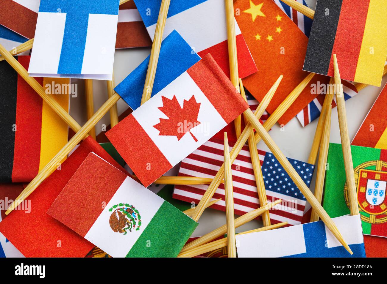 Many flags of different countries as background Stock Photo