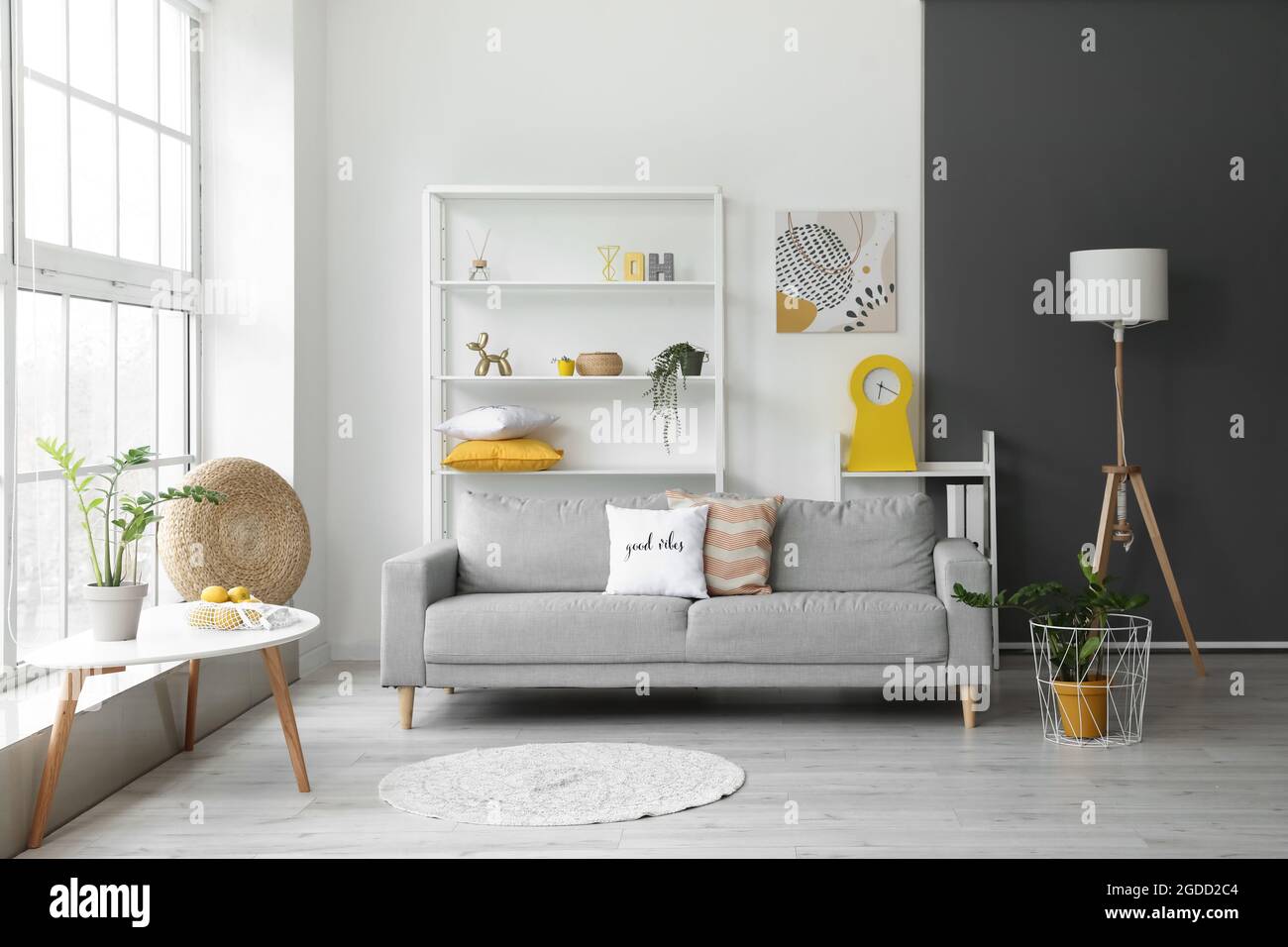 Interior of stylish living room Stock Photo - Alamy