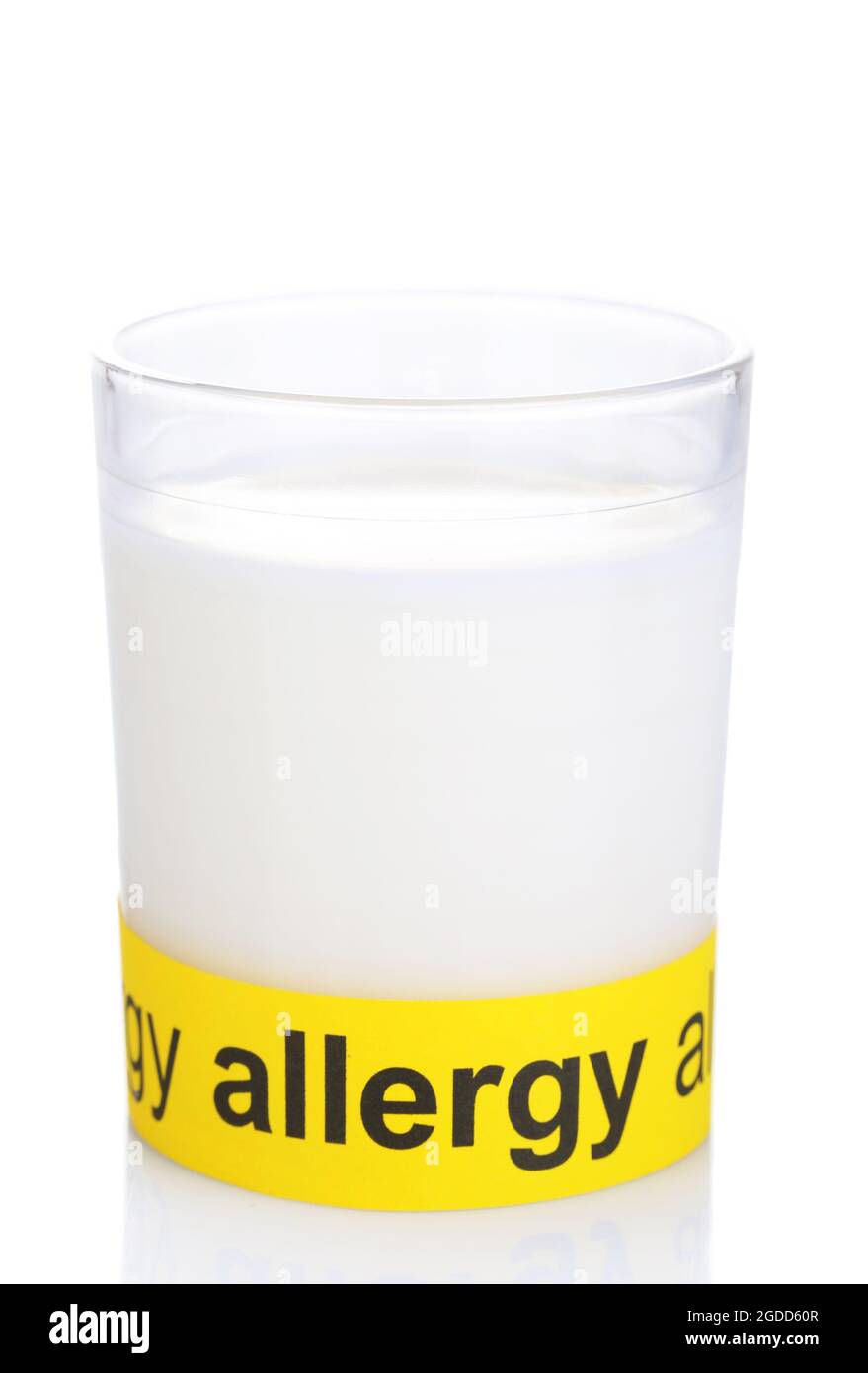 Milk allergy isolated on white Stock Photo Alamy