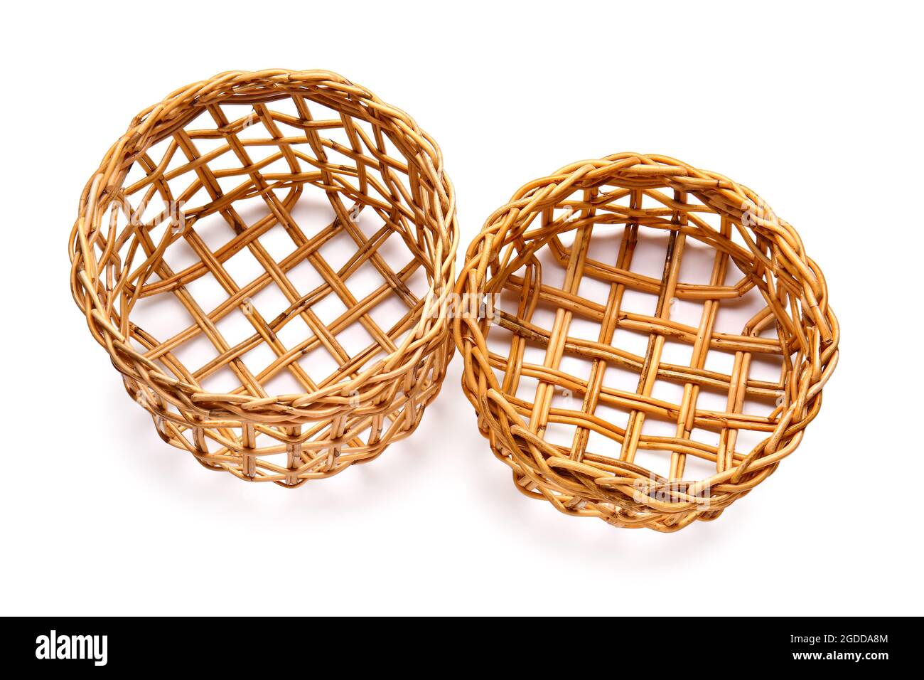 Wicker baskets on white background Stock Photo Alamy