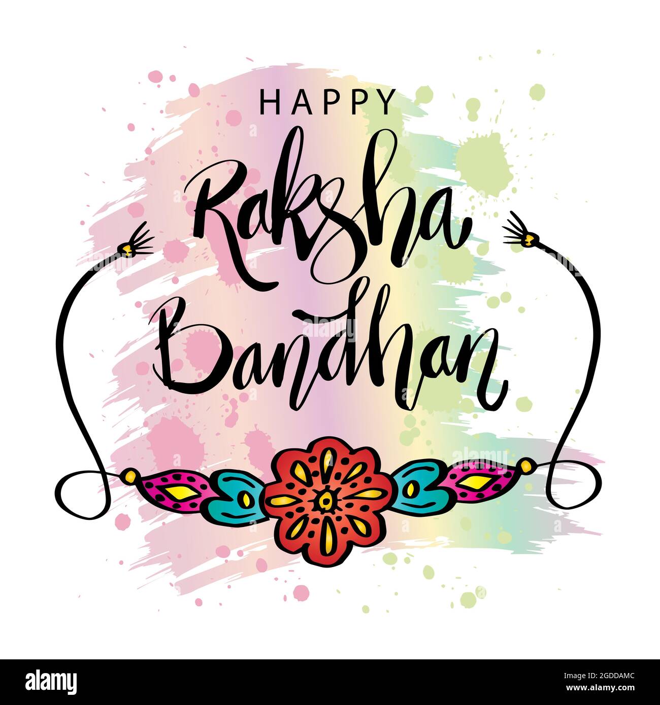 Happy raksha bandhan lettering. Greeting card design Stock Photo ...