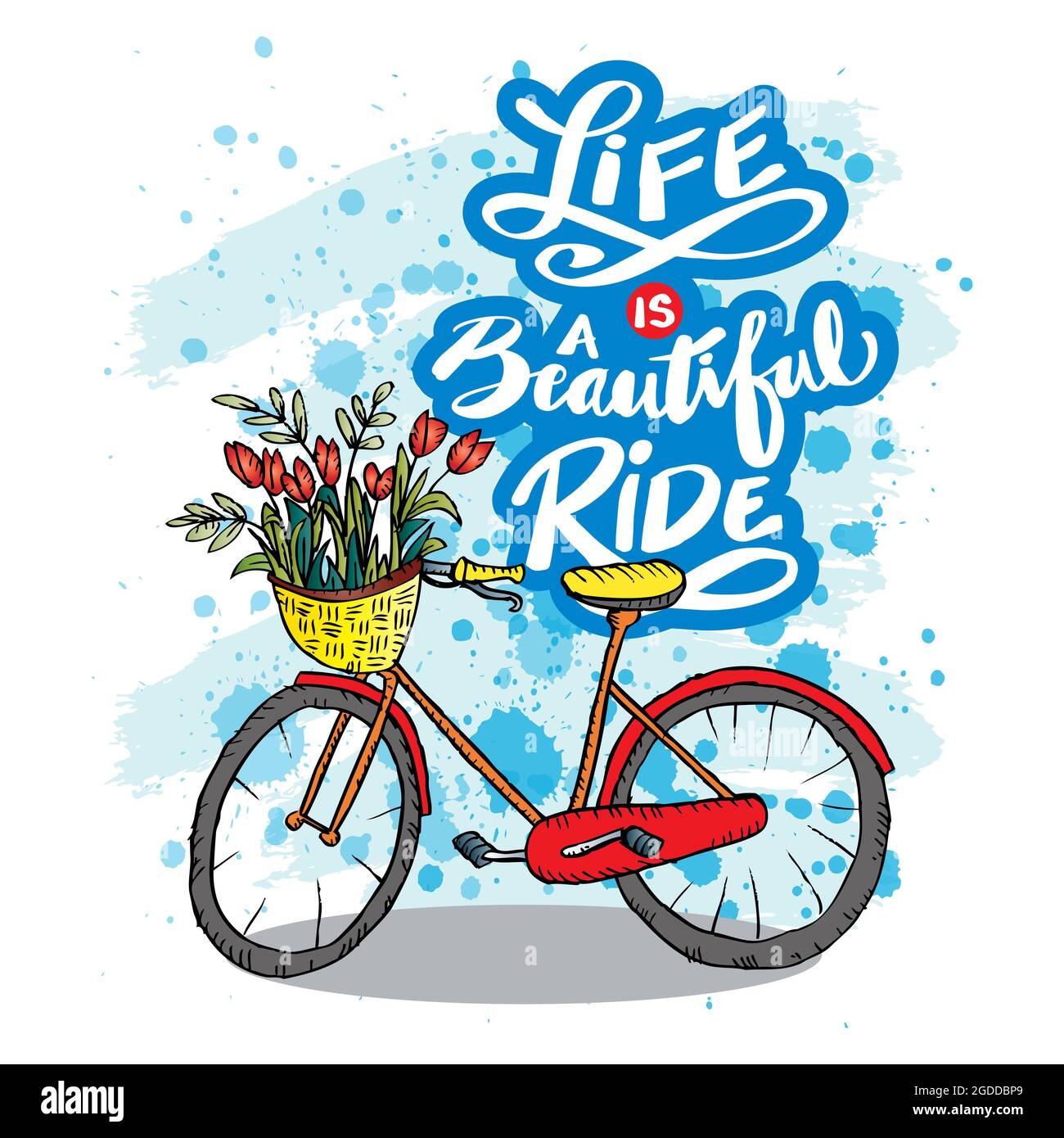 Life is a beautiful ride hand lettering. Motivational quote Stock Photo