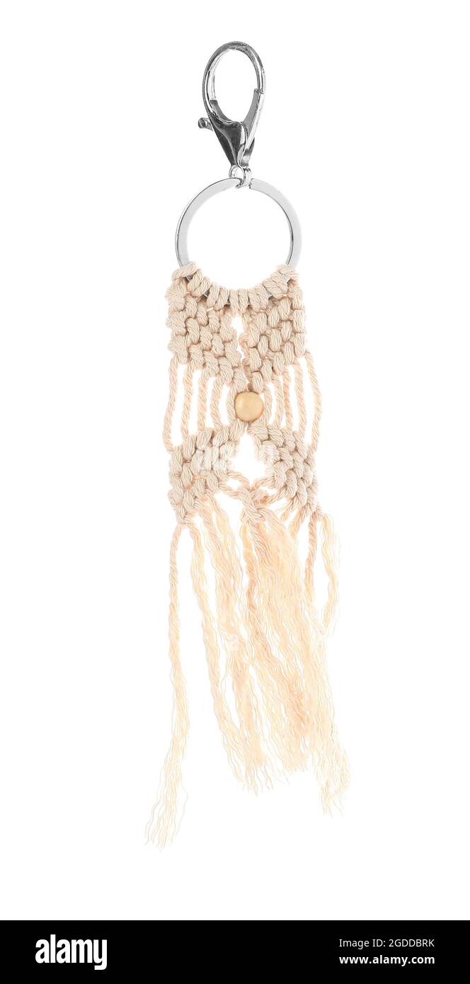 Handmade cotton keychain on white background Stock Photo Alamy