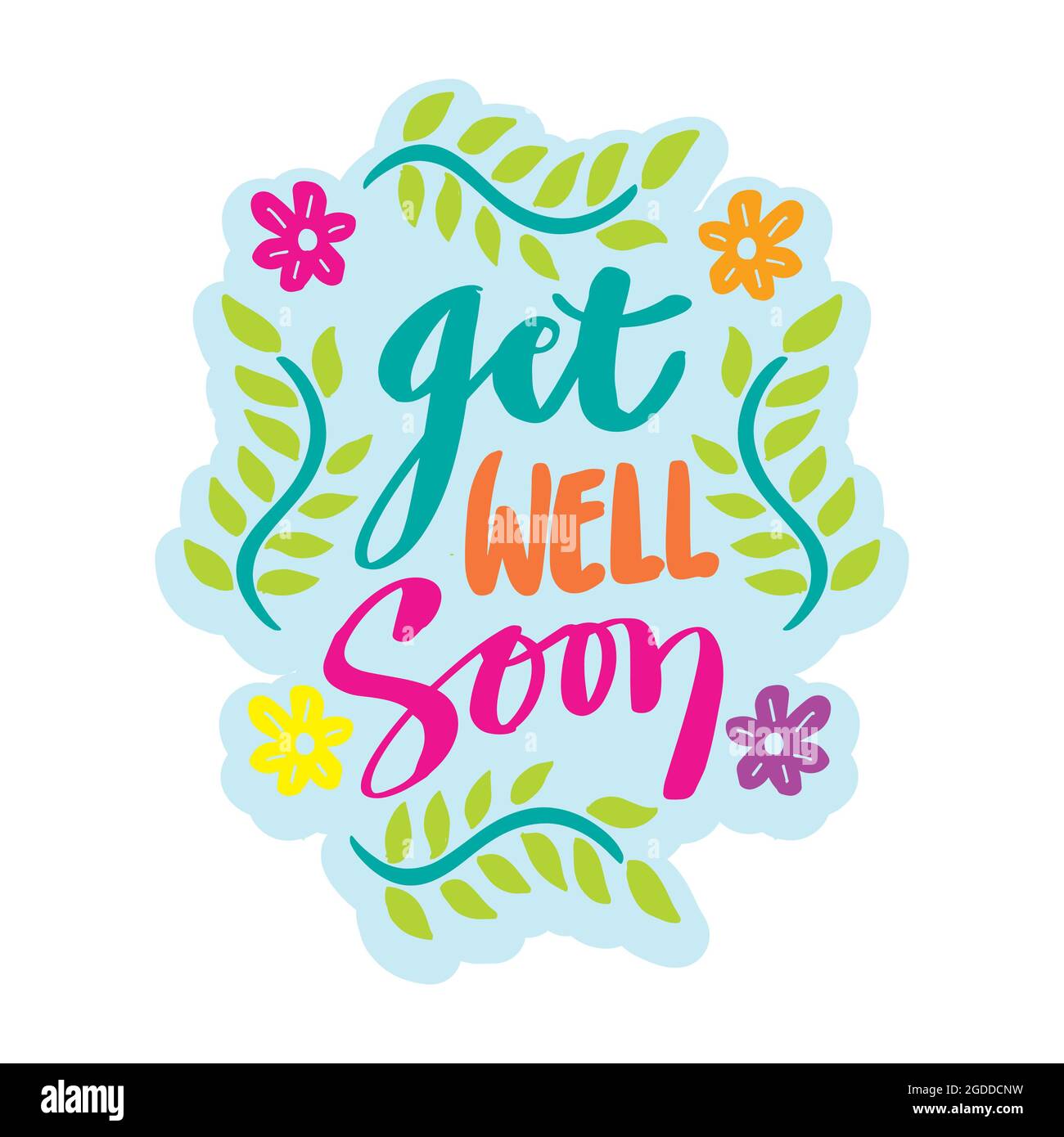 Get well soon hand lettering with cute bear. Motivational quote Stock Photo  - Alamy