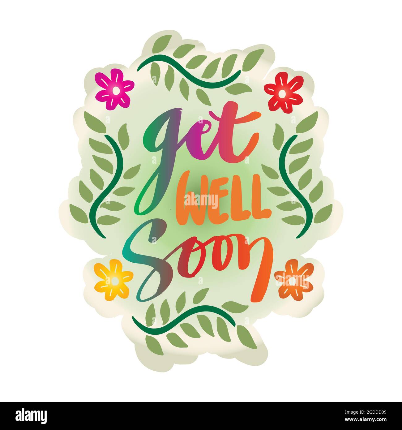 Get well soon hand lettering. Greeting card concept. Get well soon hand lettering. Greeting card concept. Stock Photo