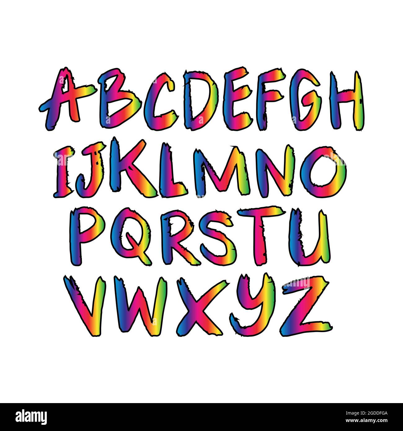 Alphabet. Hand drawn letters written with a brush Stock Photo