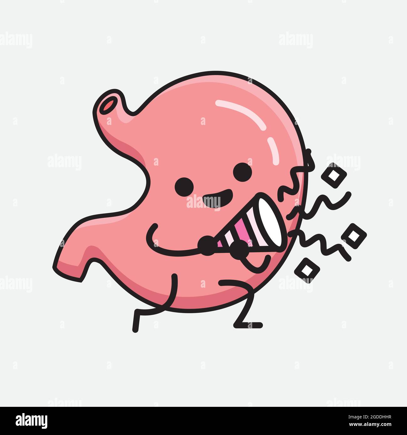 Vector Illustration of Stomach Character with cute face and simple body ...