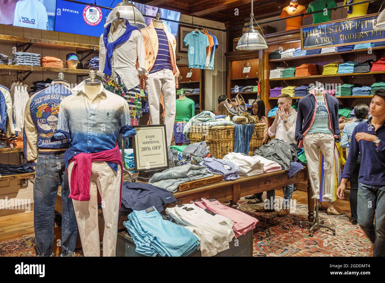 New York City,NY NYC Manhattan Midtown,Fifth Avenue shopping shop Ralph  Lauren Polo Flagship Store,clothing designer display sale men's pants  shirts c Stock Photo - Alamy