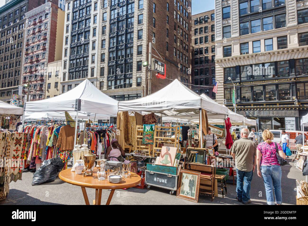 New York City,NY NYC Manhattan Chelsea Flea Market,shopping shoppers marketplace vendors booths stalls, Stock Photo