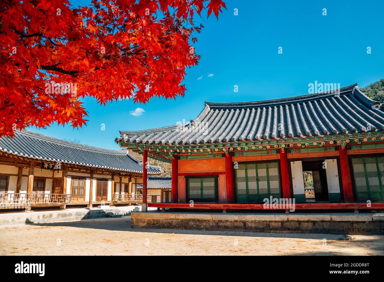 Autumn of Sosuseowon Confucian Academy in Yeongju, Korea Stock Photo