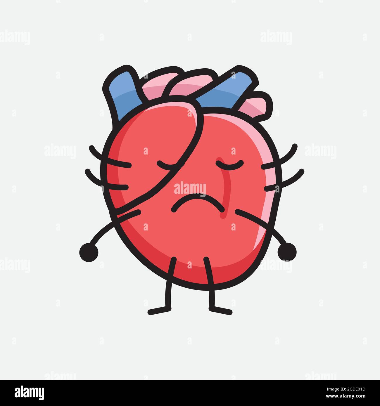 Vector Illustration of Heart Organ Character with cute face and simple ...