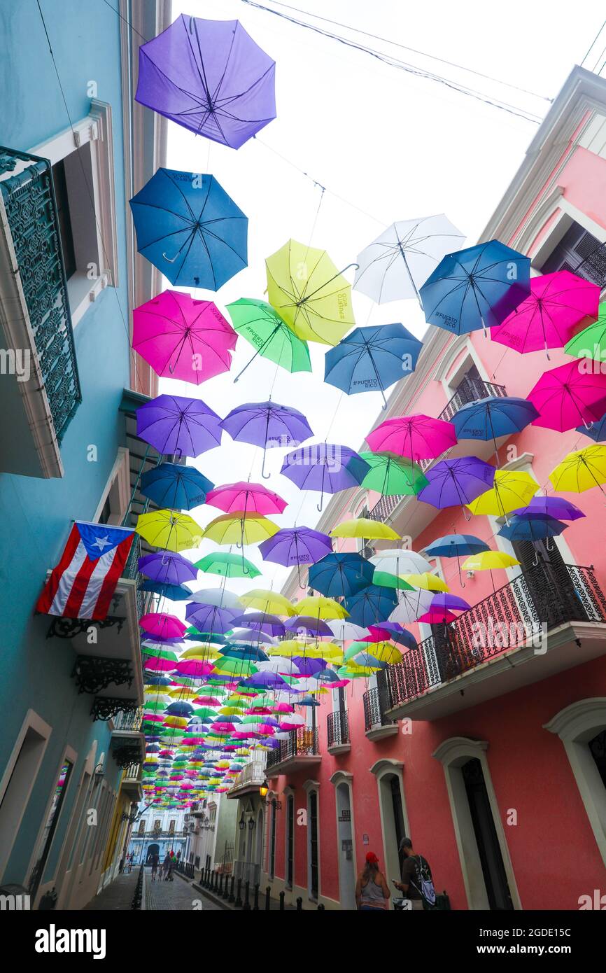 Colorful Umbrellas of downtown San Juan, Puerto Rico s capital and