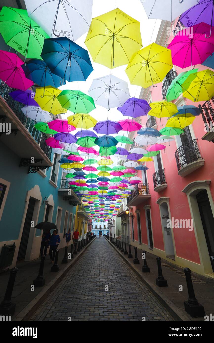 Colorful Umbrellas of downtown San Juan, Puerto Rico s capital and
