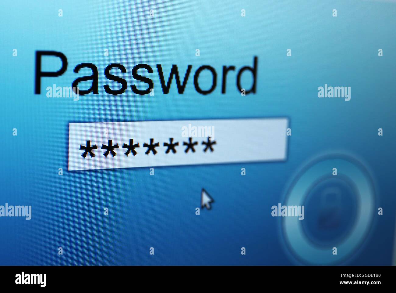 Password on monitor screen Stock Photo