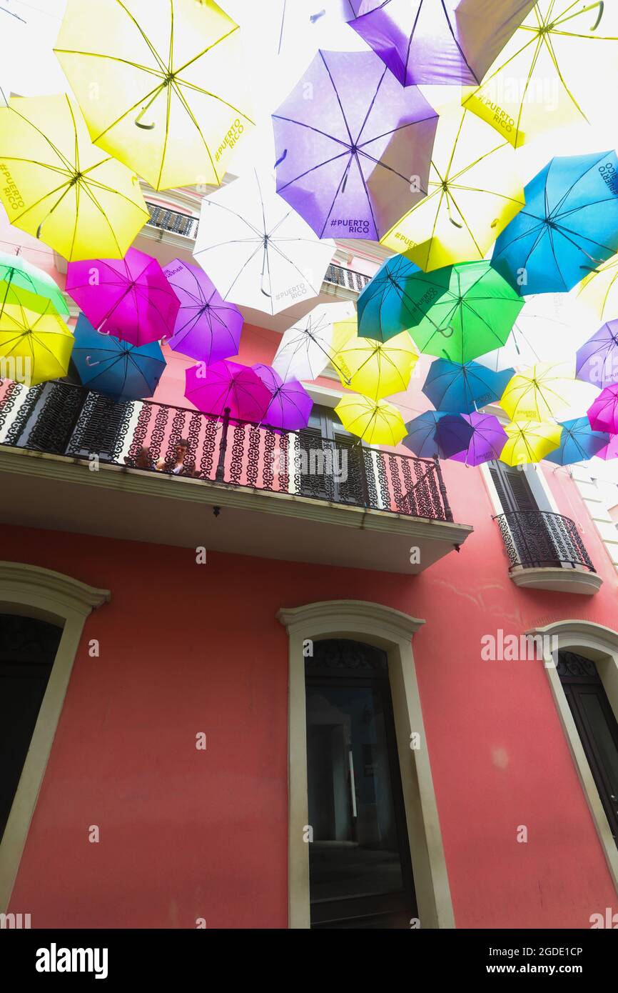 Colorful Umbrellas of downtown San Juan, Puerto Rico s capital and