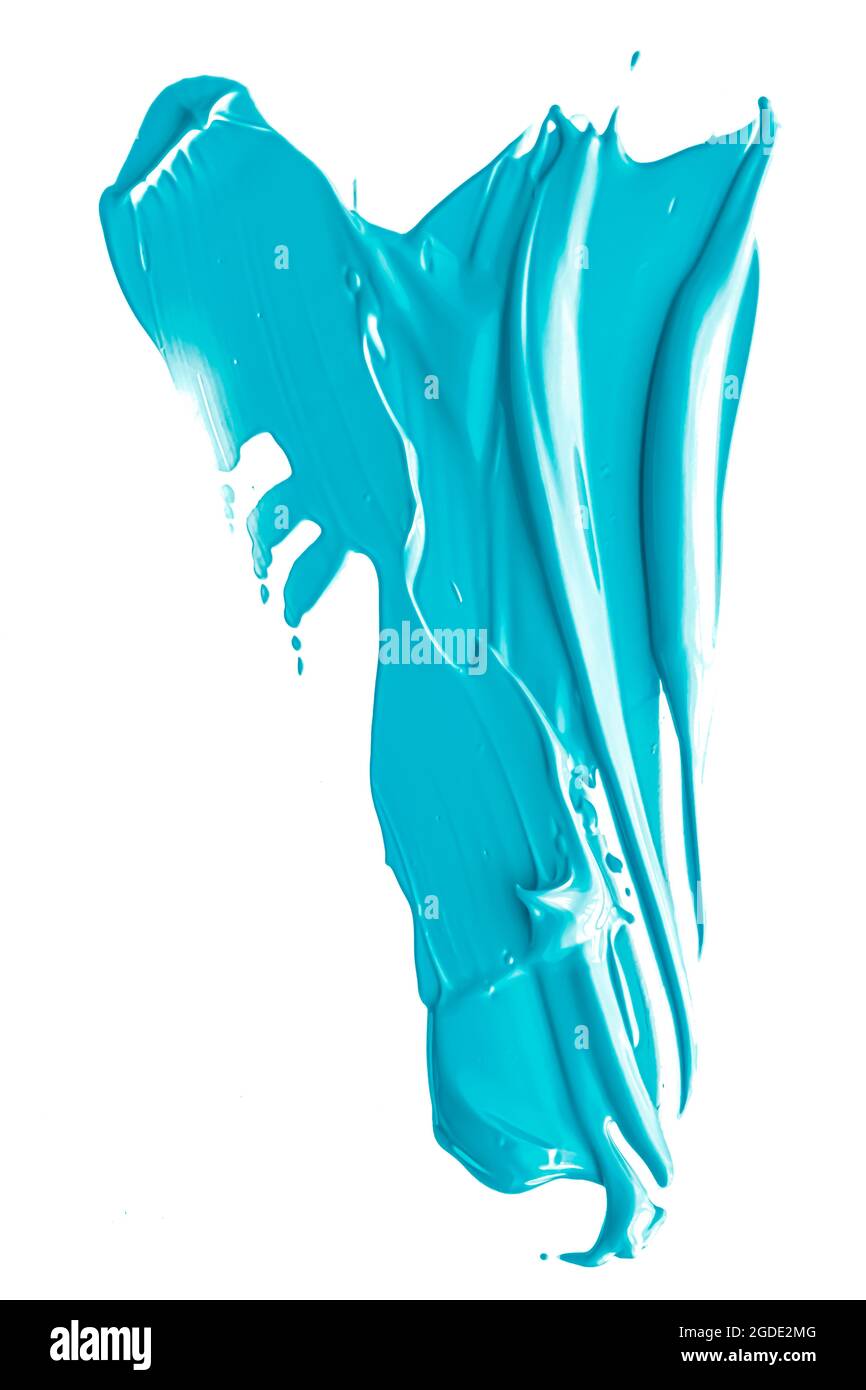 Mint blue beauty cosmetic texture isolated on white background, smudged