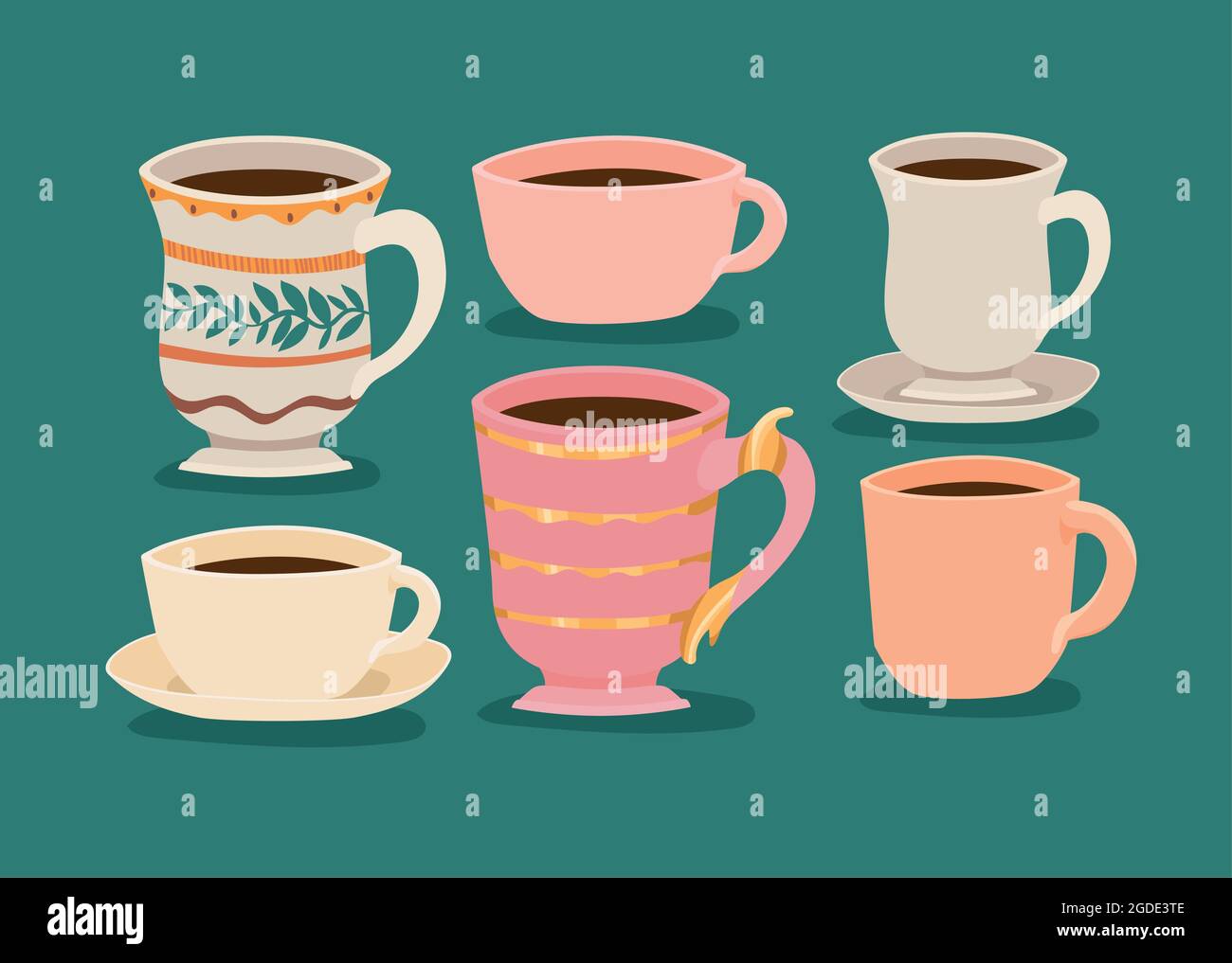 six coffee cups Stock Vector Image & Art Alamy