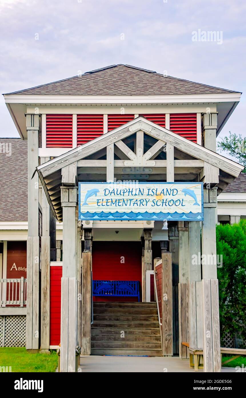 Dauphin Island Elementary School is pictured, Aug. 12, 2021, in Dauphin Island, Alabama. The elementary school was completed in 2016. Stock Photo
