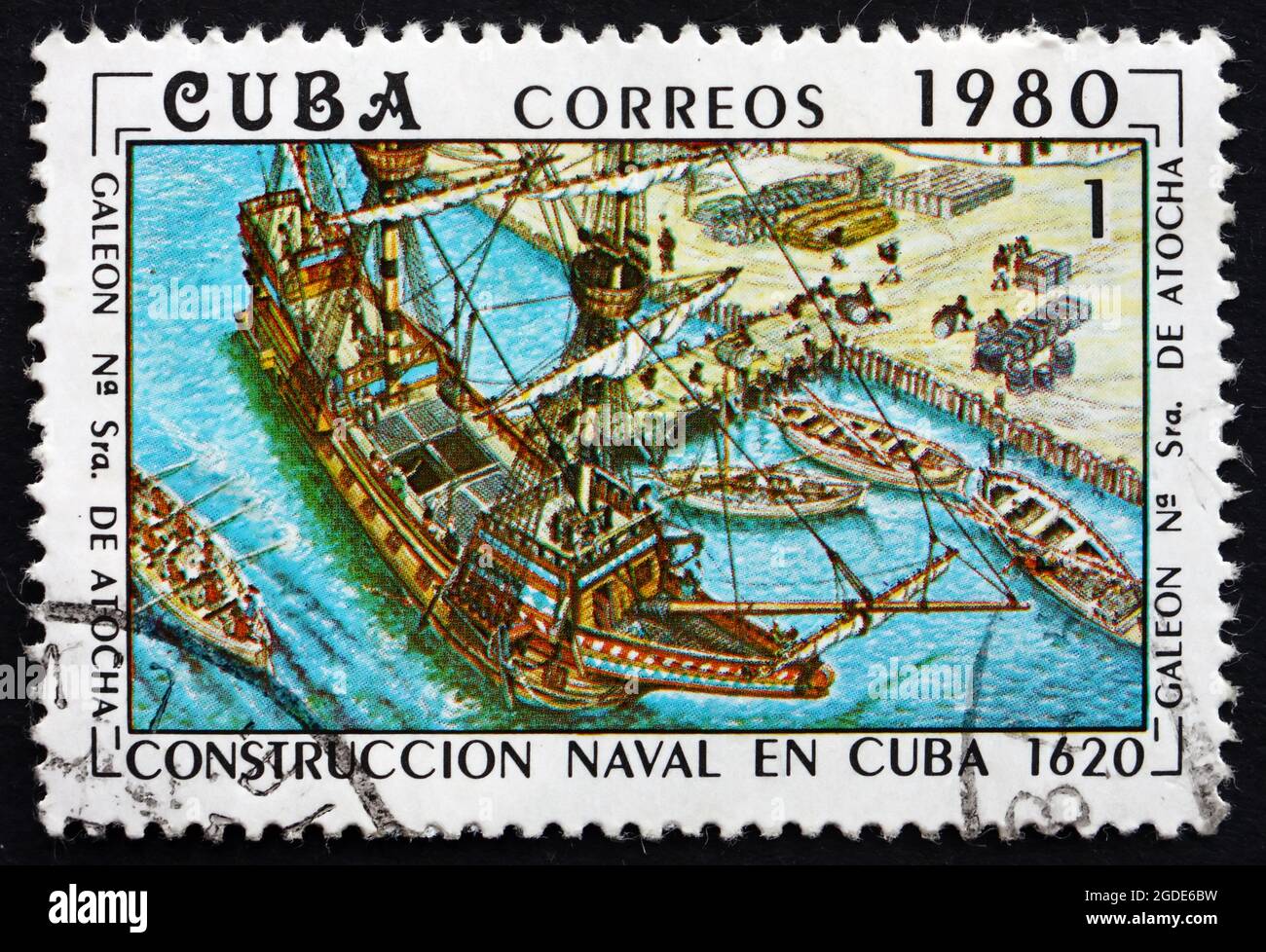 CUBA - CIRCA 1980: a stamp printed in the Cuba shows Our Lady of Atocha ...