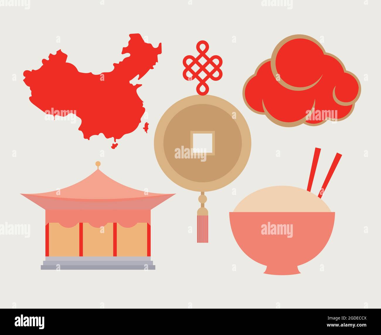 five chinese items Stock Vector