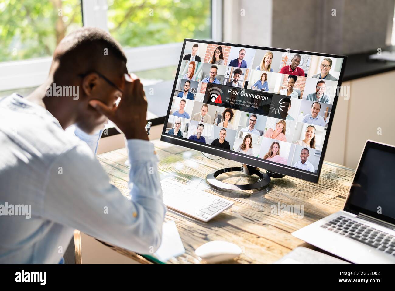 Online Video Meeting Bad Connection And Poor Signal Stock Photo Alamy