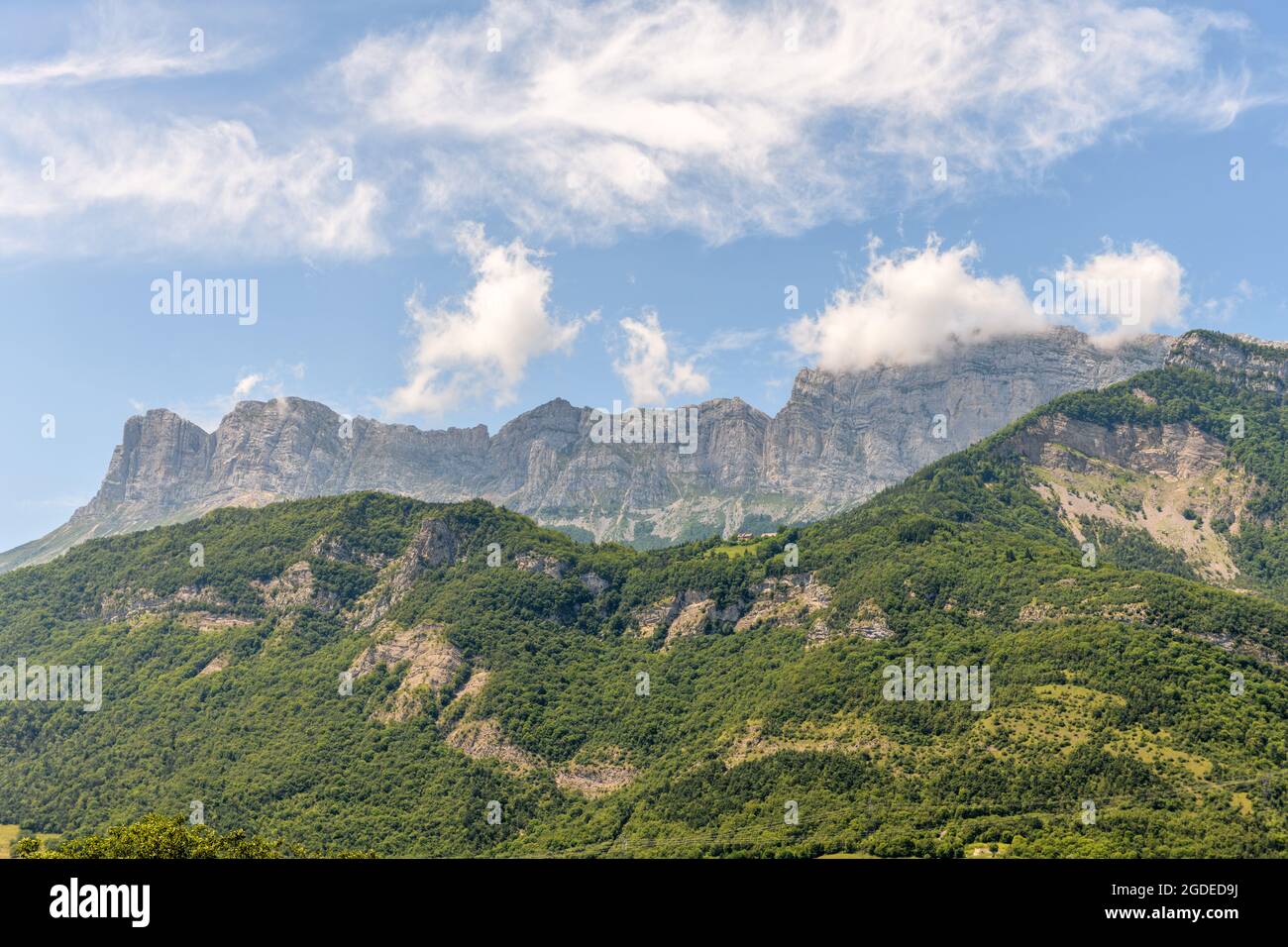 View of the Vercors mountains. France. Stock Photo