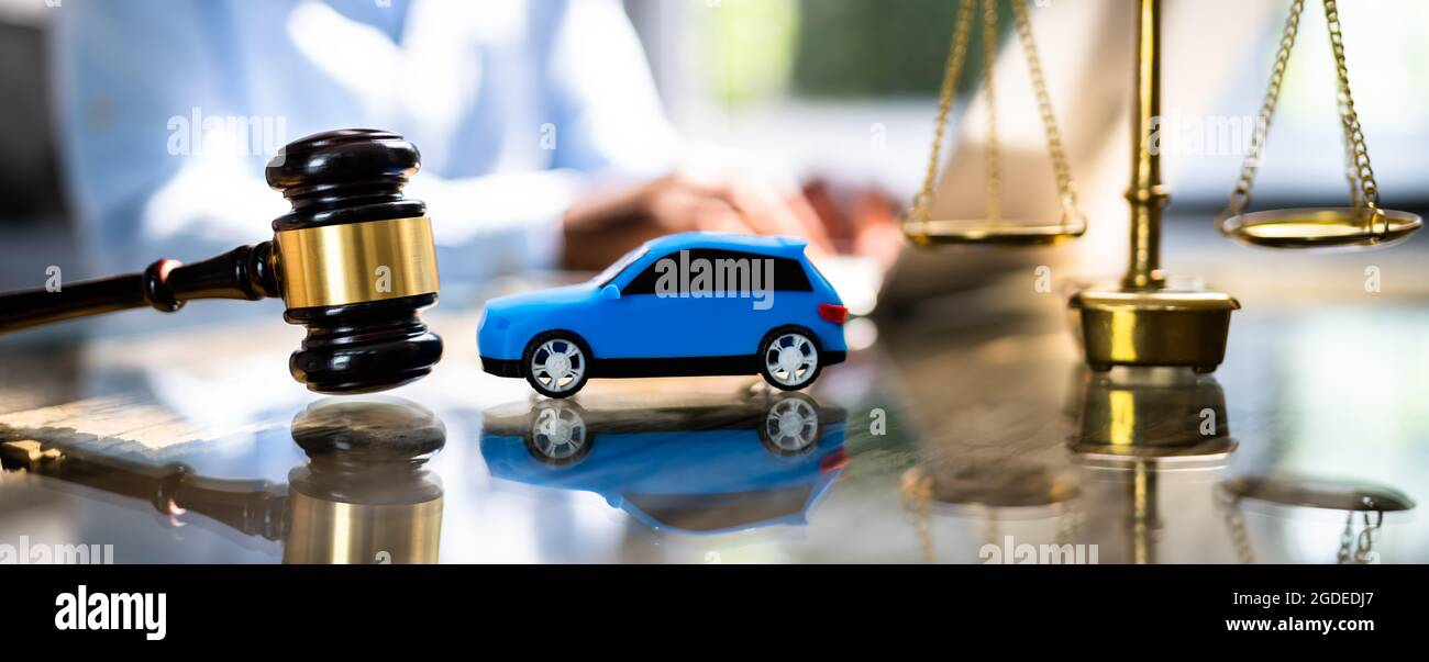 Accident Liability Insurance Lawyer And Car Auction Stock Photo