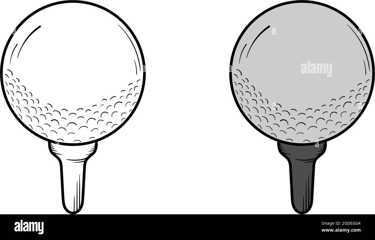 Golf ball hand drawn illustration sketch and color Stock Vector Image