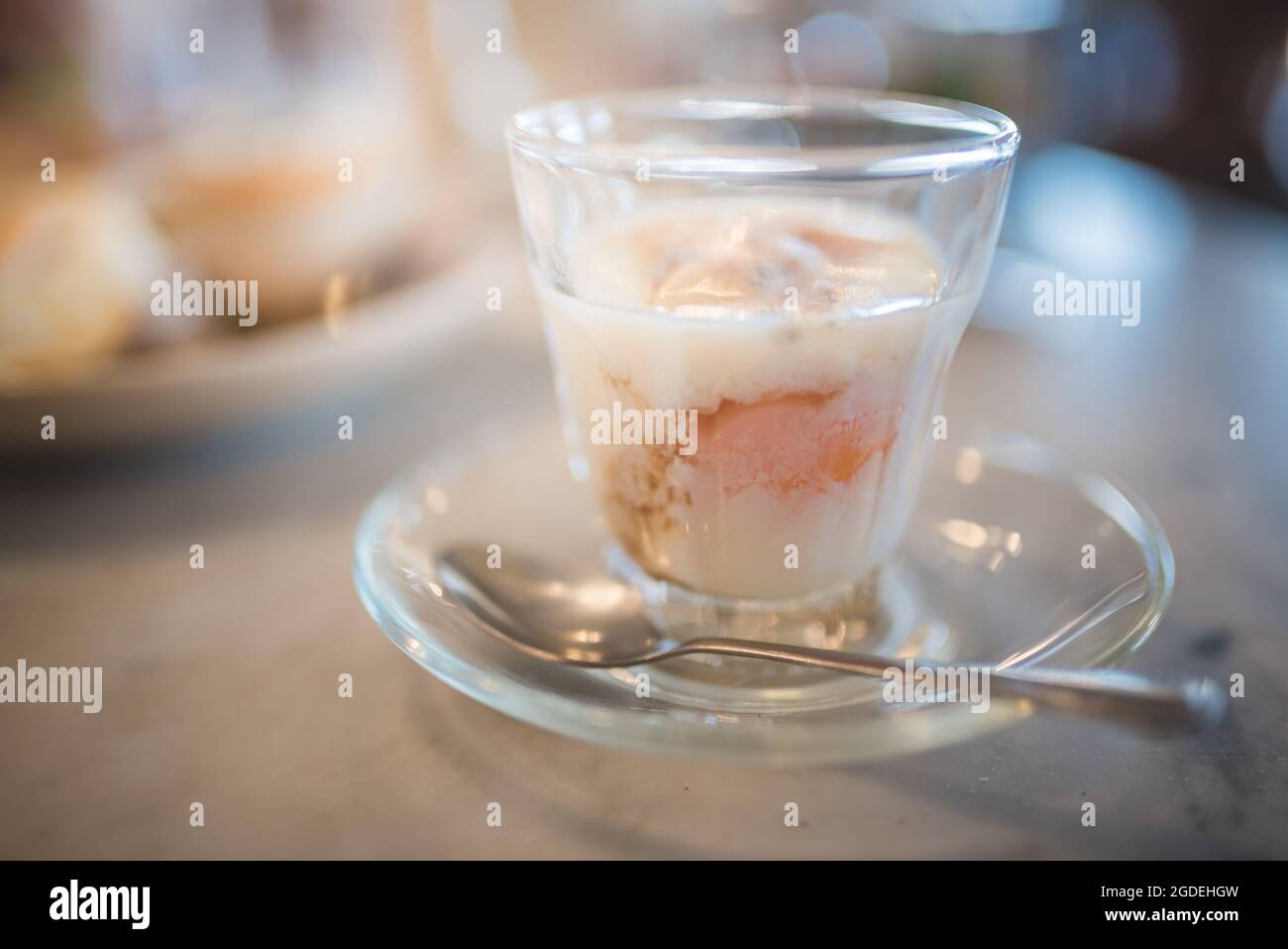 Softboiled egg in a glass, one of the most famous breakfasts in