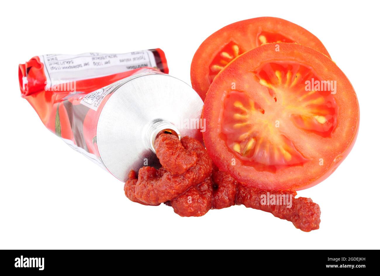 Tube of concentrated tomato puree isolated on a white background Stock