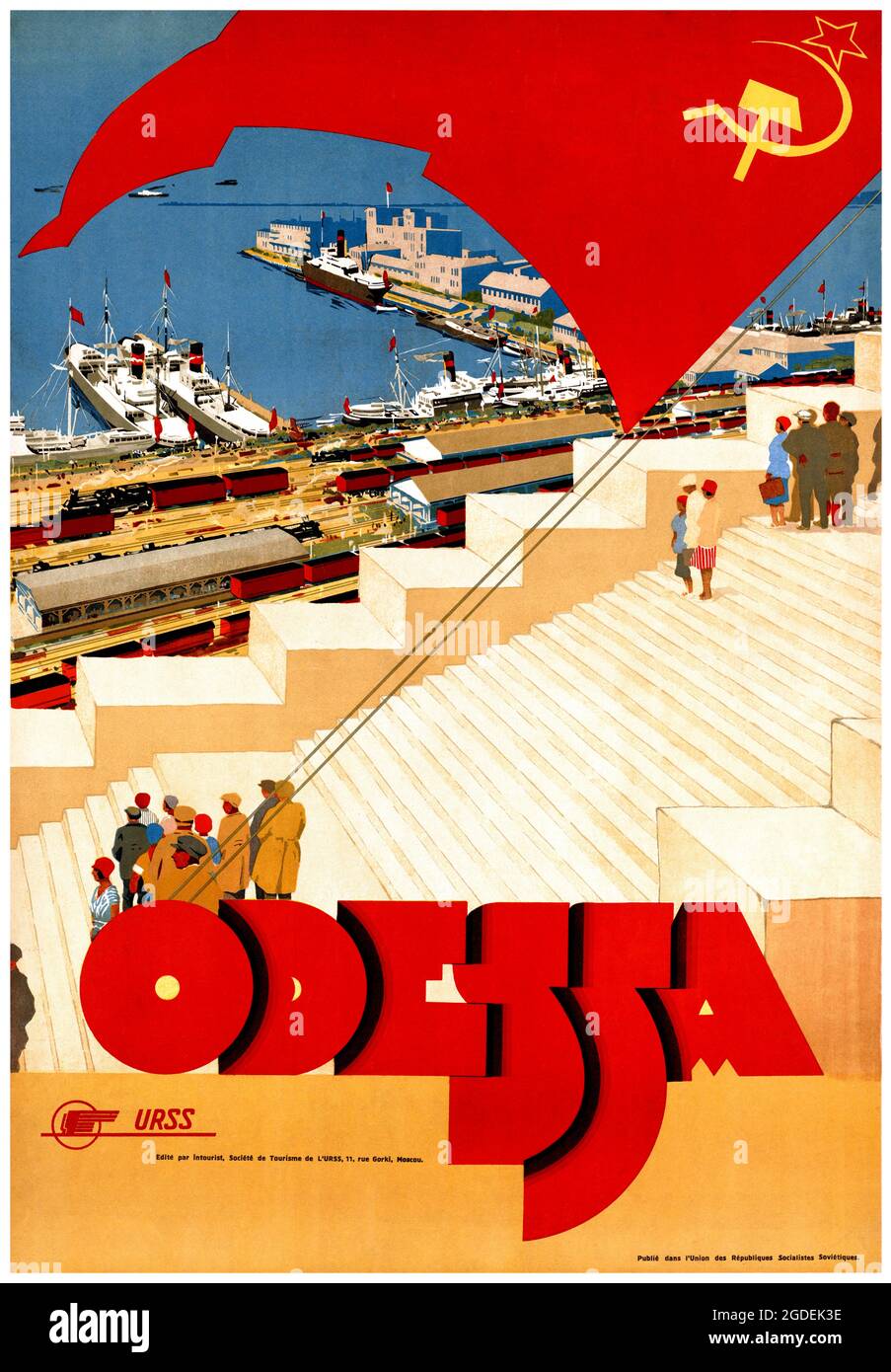 Odessa. Artist unknown. Restored vintage poster published in the 1936 in the USSR. Stock Photo