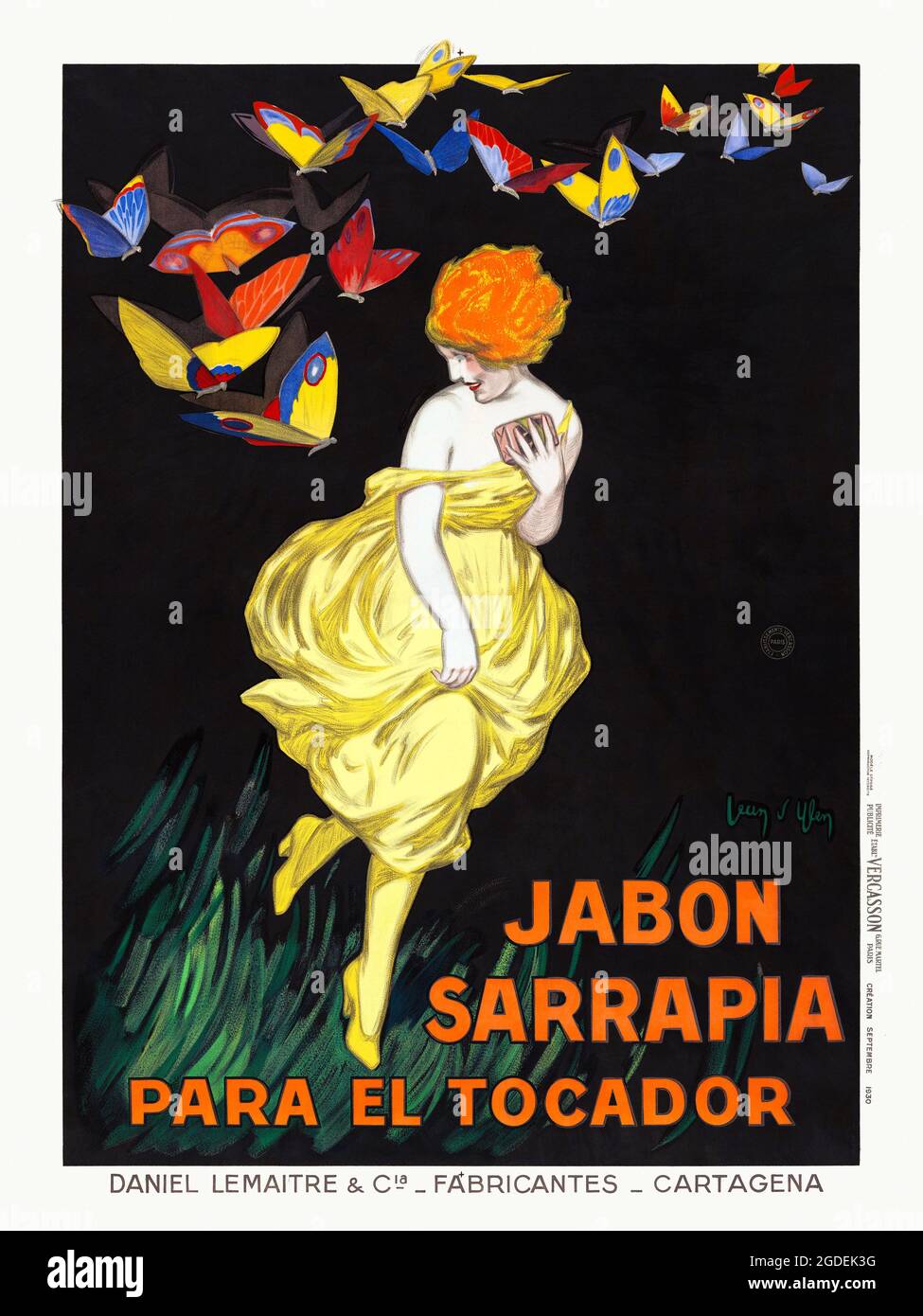 Jabon Sarrapia para el tocador by Jean d'Ylen (1886-1938). Restored vintage  poster published in 1930 in Spain Stock Photo - Alamy