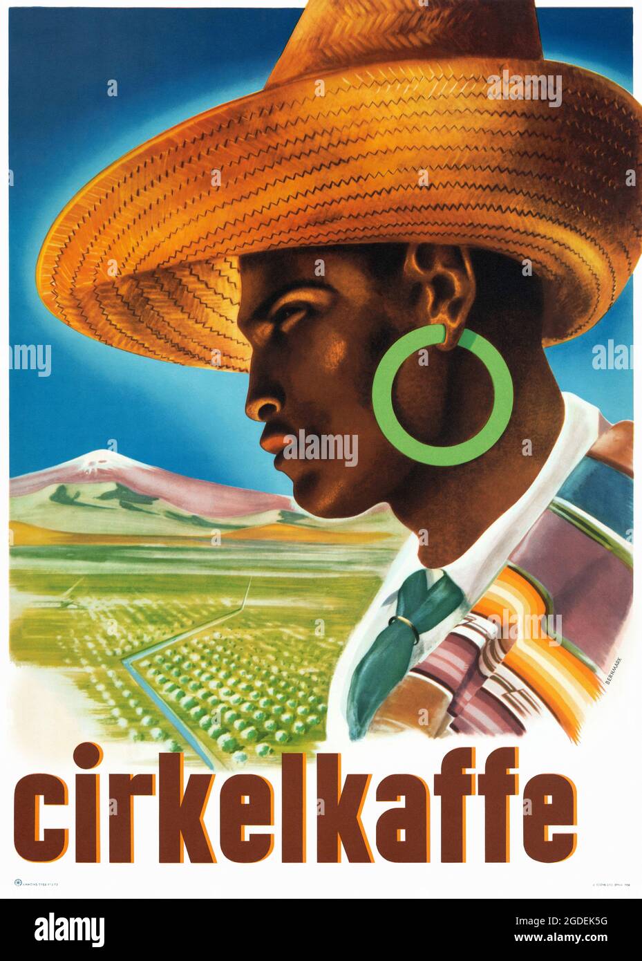 Cirkelkaffe by Harry Bernmark (1900-1961). Restored vintage poster published in 1958 in Sweden. Stock Photo