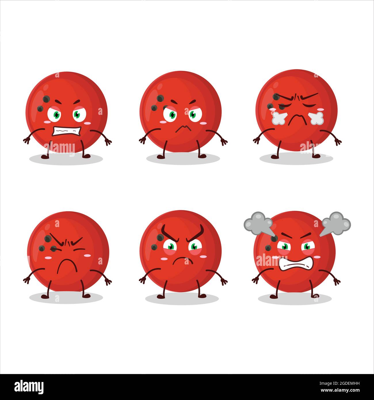 Bowling ball cartoon character with various angry expressions. Vector